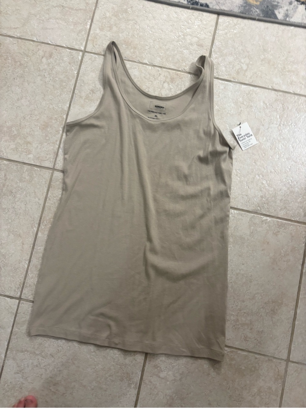 Classic Women's Scoop Neck Tank tunic Top - Beige xl